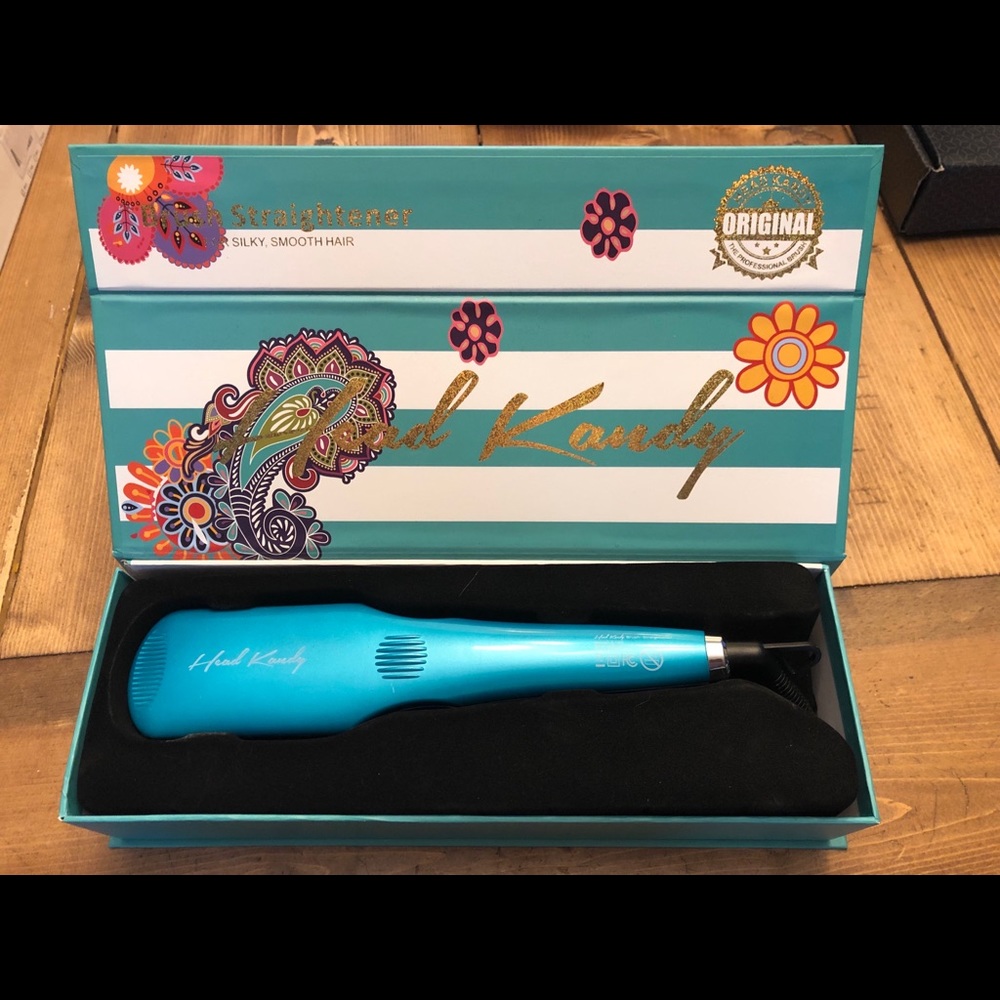 Head candy heated hair brush straightener